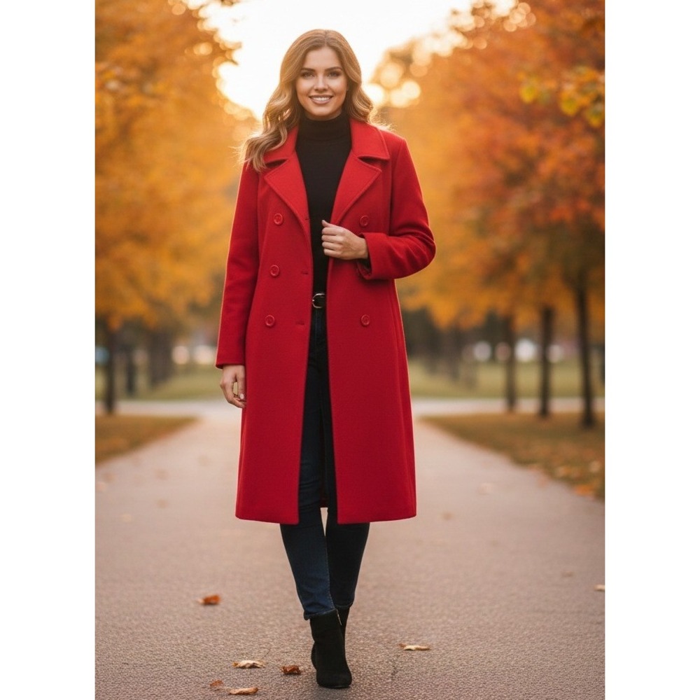 Forecaster International Overcoat Women's Red Double Breasted Winter Size 15/16